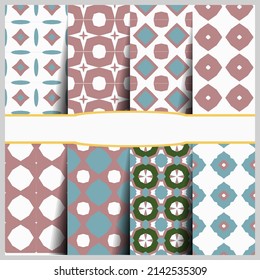 Set of vector seamless patterns. Geometric stylish background, fashion fabric repeating texture. Vintage design elements collection for Wedding, Bridal, Valentine's day or Birthday Invitation cards.