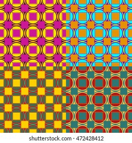 Set of vector seamless patterns of geometric shapes