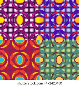 Set of vector seamless patterns of geometric shapes