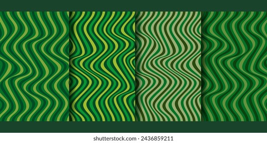 Set vector seamless patterns with green stripes. A design concept for celebrating St. Patrick s Day