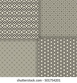 Set of vector seamless patterns. Modern geometrical textures
