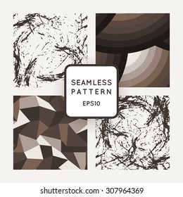 Set of vector seamless patterns of polygons and circles