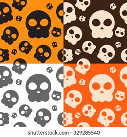 Set of vector seamless patterns with skulls 