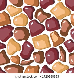 set of vector seamless patterns of stones, glass, paving stones, bricks for decorating objects, wallpapers, backgrounds, printing or marking roads or walls in mobile games