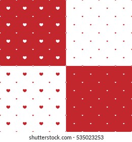 Set of vector seamless patterns for Valentine's Day. Backgrounds complement each other companions.