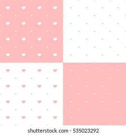 Set of vector seamless patterns for Valentine's Day. Backgrounds complement each other companions.