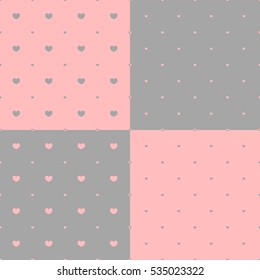 Set of vector seamless patterns for Valentine's Day. Backgrounds complement each other companions.
