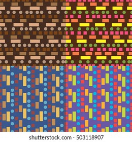 Set of vector seamless patterns in various colors