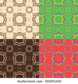 Set of vector seamless patterns in various colors