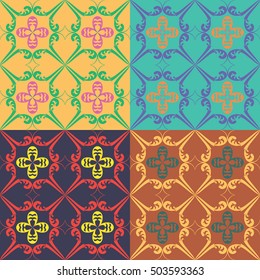 Set of vector seamless patterns in various colors