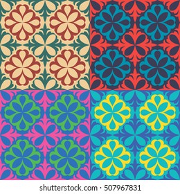 Set of vector seamless patterns in various colors