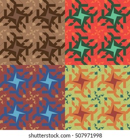 Set of vector seamless patterns in various colors