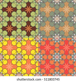 Set of vector seamless patterns in various colors