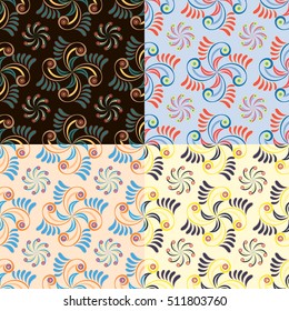 Set of vector seamless patterns in various colors