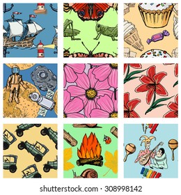 set of vector seamless patterns, volume 1