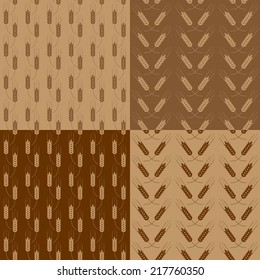 Set of vector seamless patterns with wheat
