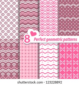 A set of vector seamless pink patterns.