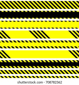 Set of vector seamless tapes used by police for restriction and danger zones. Yellow and black stripes.