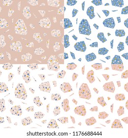 Set of vector seamless terrazzo texture patterns
