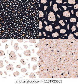 Set of vector seamless terrazzo texture patterns