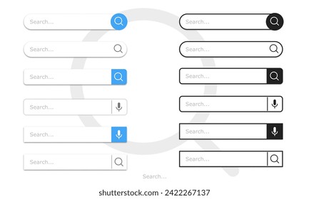 Set of vector search bars. Web or app design element.