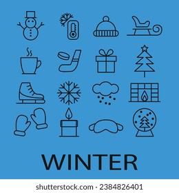 Set of vector season icons - winter
