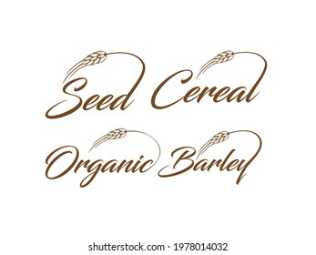 A set vector of Seed Cereal Organic and Barley Wordmark Logo Sign