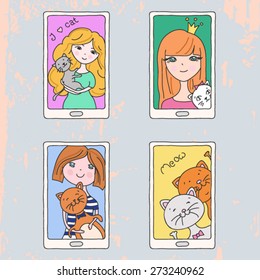 set of vector selfie photo