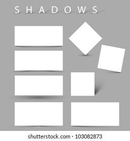 Set of vector shadow effects - white cards with realistic shadows