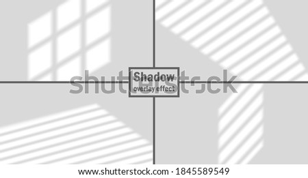 Set of vector shadow overlay effects.  Transparent soft light and jalousie window shadows. Mockup collection of transparent window shadow and natural lightning. 10 eps mesh. 