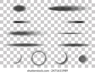 Set of Vector shadows isolated. Set of shadow effects on a transparent background. Collection of vector drop shadows of wall and floor. You can use them in your illustrations.	