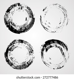 Set of Vector Shape. Circle Stamps Collection. Round Brush Stroke. Icon, Logo, Banner Design. 