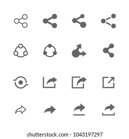 Set vector share with different icons set grey on white background