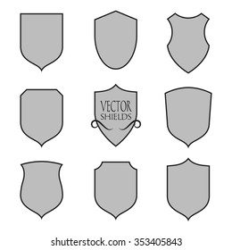 Set of Vector shield silhouette. Elements for graphic design