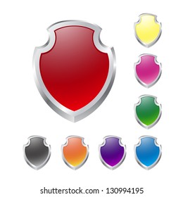 Set of vector shields on white