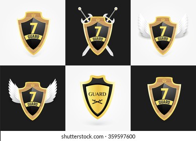 Set of vector shields realistic style