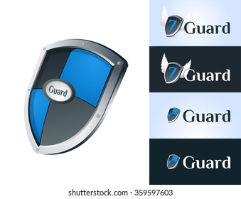 Set of vector shields realistic style