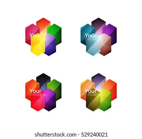 Set of vector shiny blank boxes for your content. Abstract geometric elements suitable for text or infographics