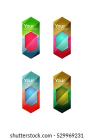 Set of vector shiny blank boxes for your content. Abstract geometric elements suitable for text or infographics