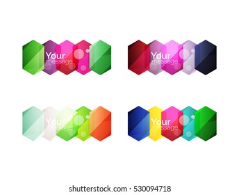Set of vector shiny blank boxes for your content. Abstract geometric elements suitable for text or infographics