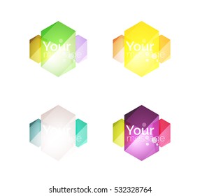 Set of vector shiny blank boxes for your content. Abstract geometric elements suitable for text or infographics