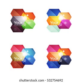 Set of vector shiny blank boxes for your content. Abstract geometric elements suitable for text or infographics
