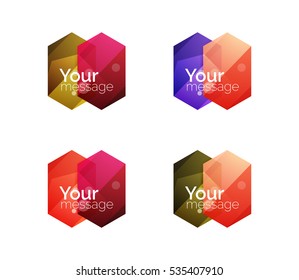 Set of vector shiny blank boxes for your content. Abstract geometric elements suitable for text or infographics