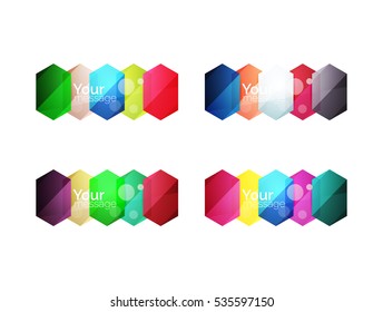 Set of vector shiny blank boxes for your content. Abstract geometric elements suitable for text or infographics