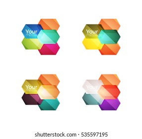 Set of vector shiny blank boxes for your content. Abstract geometric elements suitable for text or infographics