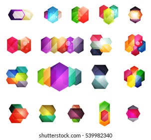 Set of vector shiny blank boxes for your content. Abstract geometric elements suitable for text or infographics