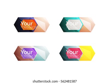 Set of vector shiny blank boxes for your content. Abstract geometric elements suitable for text or infographics