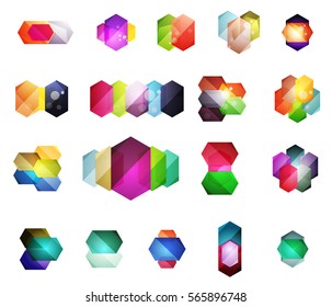 Set of vector shiny blank boxes for your content. Abstract geometric elements suitable for text or infographics