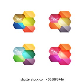 Set of vector shiny blank boxes for your content. Abstract geometric elements suitable for text or infographics