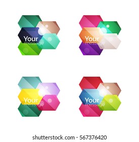 Set of vector shiny blank boxes for your content. Abstract geometric elements suitable for text or infographics
